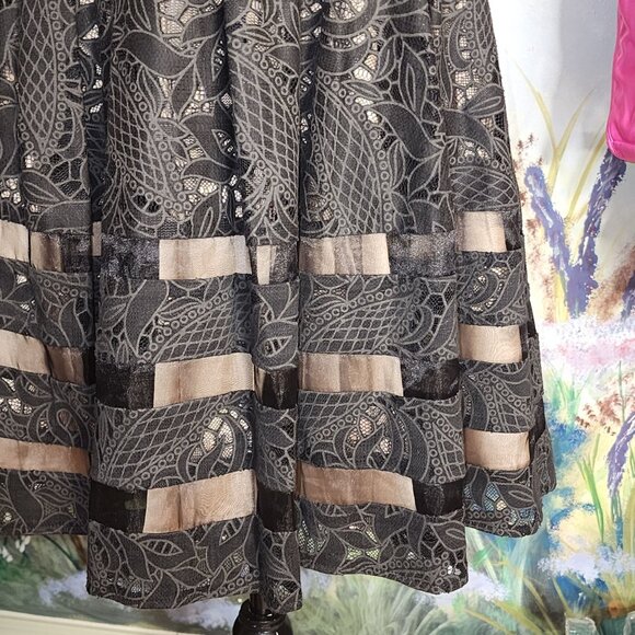 EUC Eliza J Black Lace with Mesh with Champagne Colored Liner - Picture 3 of 10